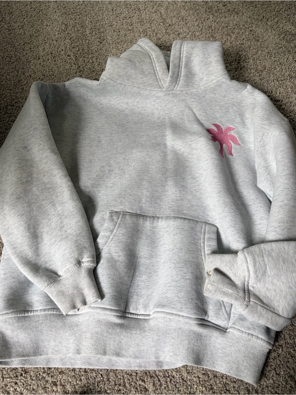 Pink Palm Puff “Hawaii Hibiscus" Hoodie in Heather Cloud with original box - Picture 3 of 7